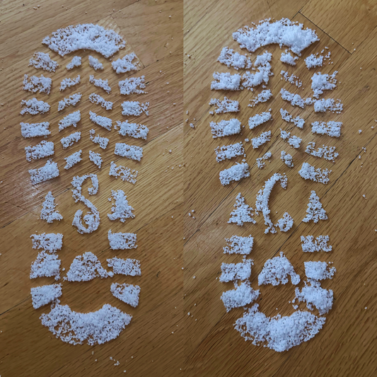 Santa's Footprint Stencils & Snow