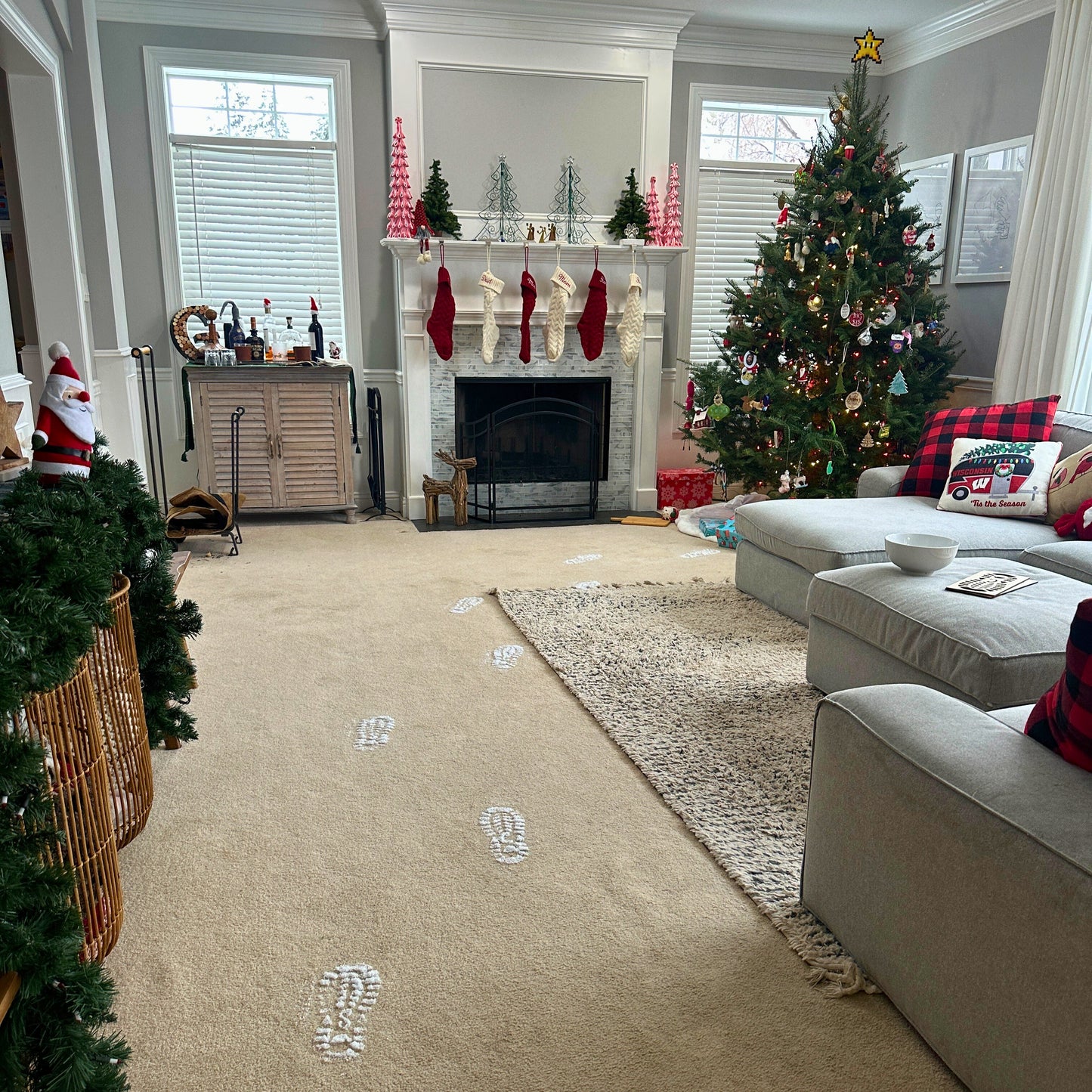 Santa's Footprint Stencils & Snow