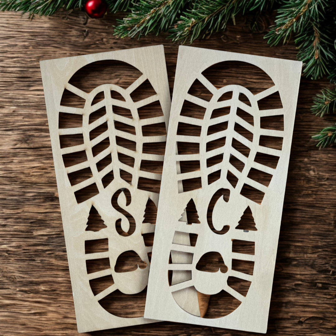 Santa's Footprint Stencils & Snow