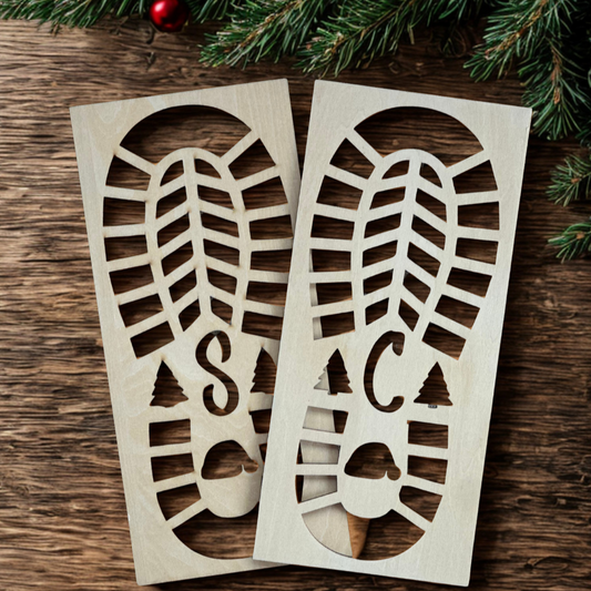Santa's Footprint Stencils & Snow