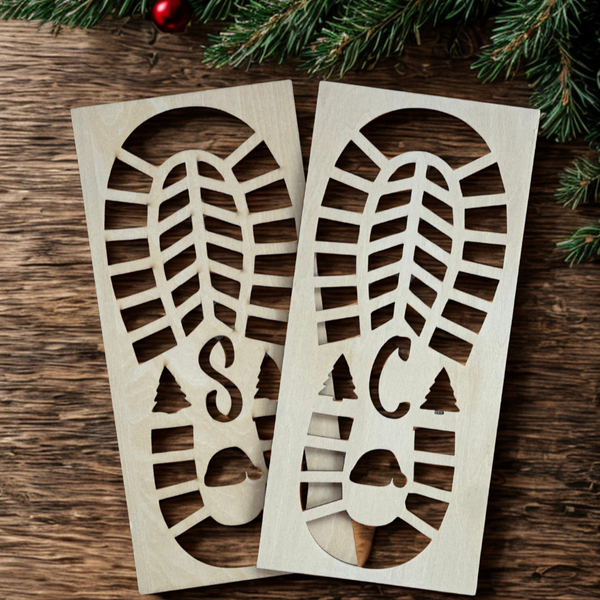 Santa's Footprint Stencils & Snow